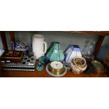 Collectables to include inlaid musical box, Egyptian Backgammon set, Dartington crystal decanter and
