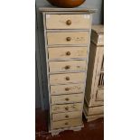 Tall bank of distressed drawers - Approx W: 41cm D: 43cm H: 135cm