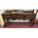 Antique oak dresser base - Approx W: 158cm D: 52cm H: 78cm