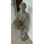 Large stone statue of flower girl - Approx height: 104cm