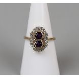 Gold amethyst & diamond ring - Size M½