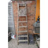 Set of vintage wooden stepladders