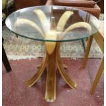 Unusual glass top circular table - Approx Diameter: 70cm H: 70cm