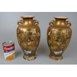 Pair of Satsuma vases - Approx H: 25cm