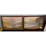 2 mountain oils signed TF McLeod - Approx image sizes: 35cm x 55cm