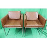 Set of 6 retro Danish chairs recently re-covered in tan leather