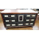Early walnut table cabinet - Approx W: 61cm D: 27cm H: 34cm