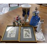 Collectables to include Royal Worcester, Royal Doulton & bird silks