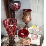 Collectables to include paperweights and Cranberry glass