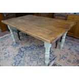 Painted pine farmhouse dining table - Approx L: 162cm W: 106cm H: 78cm