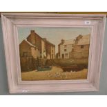 Oil Polperro harbour signed Langton 1935 - Approx image size: 47cm x 36cm