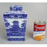 Antique blue and white porcelain tea caddy - Ringtons lid A/F