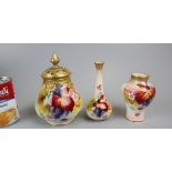 3 pieces of hand painted Royal Worcester signed K Blake