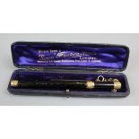 Swan Mabie Todd chatelaine fountain pen in ebonite with gilt trim in original box