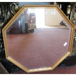 Octagonal gilt framed mirror with bevelled glass