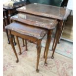 Nest of 3 mahogany tables