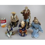 5 Chinese mud men figurines
