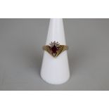 14ct gold ruby and diamond cocktail ring - Approx size P½
