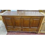 Large antique oak mule chest with original candle box and drawers to interior - Approx W: 145cm D: