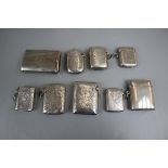 Collection of 9 hallmarked silver vesta cases - Approx gross weight 231g