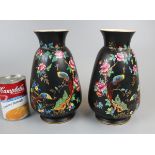 Pair of Crown Devon vases Chelsea pattern 1930's