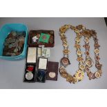 Collection of coins and masonic ephemera