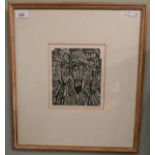 L/E wood-block print 1/10 Jesus Mocked by Luther Cam Roberts