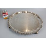 Large and heavy hallmarked silver tray - Approx weight 2229g