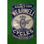 Double sided enamel sign for Wearwell Cycles - Approx size: 56cm x 76cm