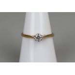 Gold diamond solitaire ring - Size P
