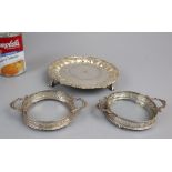 Hallmarked silver salver together with a pair of hallmarked silver coasters -  Approx weight 295g