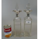 Pair of Edward VII Hukin & Heath silver mounted decanters