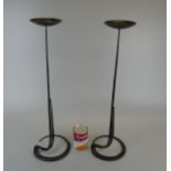 Pair of cast iron handmade candlesticks