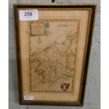 Small framed map of Worcestershire - IS: 14cm x 21cm
