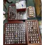 Large collection of thimbles together with display cases