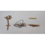 Collection of Jewellery to include gold brooches and a silver and gold sweetheart brooch