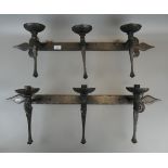 Pair of gothic style wrought iron wall sconces