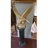 Gilt metal eagle on cast pedestal base - Height 138cm