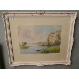 Watercolour - River Landscape by C Wilkinson - IS: 35cm x 24cm