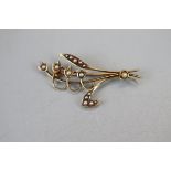 Antique 15ct gold seed pearl brooch