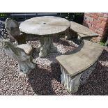 Stone garden table chairs and benches