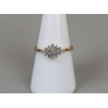 Gold diamond cluster ring - Size O½