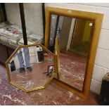 2 gilt framed bevelled glass mirrors