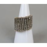 Heavy gold diamond encrusted ring - Size M½