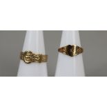 2 gold children's rings - 1 diamond set