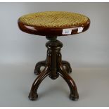 Antique oak adjustable stool