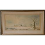 Watercolour winter scene - IS: 73cm x 32cm