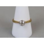 18ct gold diamond solitaire ring - Size S