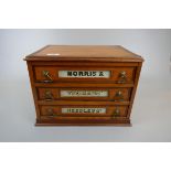 Antique table top haberdashery chest - W: 38cm D: 29cm H: 27cm