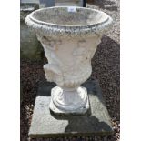 Marble pedestal planter - Height 58cm
